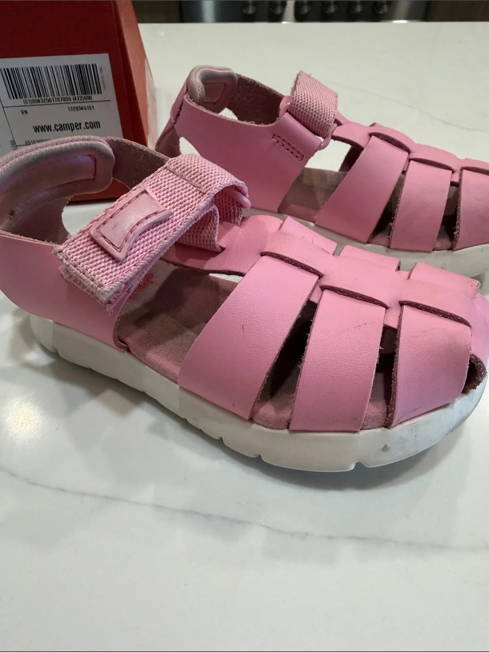 Camper Kids Pink Closed-Toe Fisherman Sandals